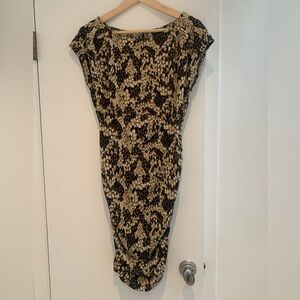 Moda International  Black and Tan Patterned Dress